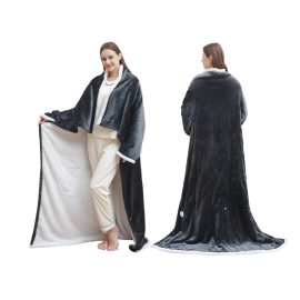 Rabbit Fur Wearable Electric Blanket – dark gray